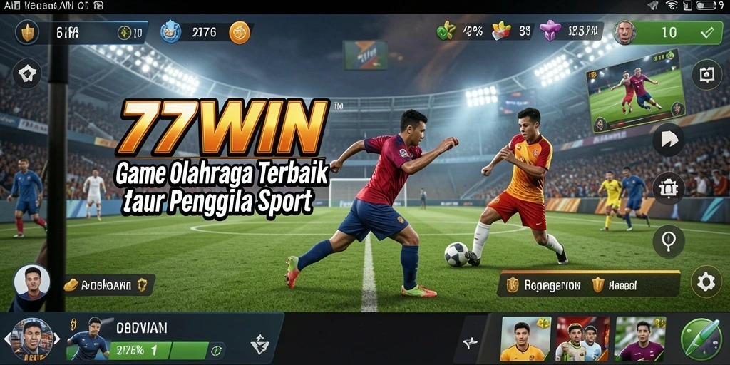 Screenshot utama 77WIN menunjukkan aksi seru dalam permainan olahraga.