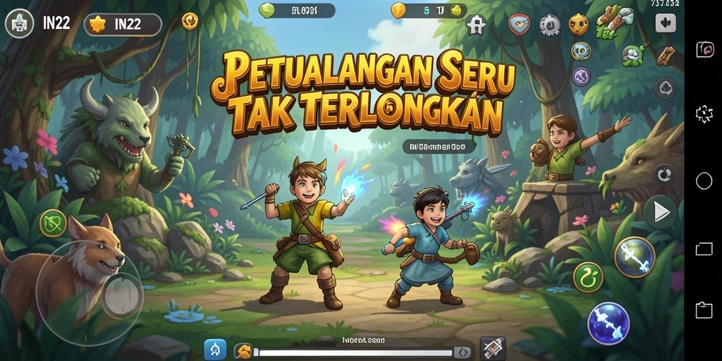 Gameplay menarik dan grafik menawan dari IN22 dalam petualangan seru.