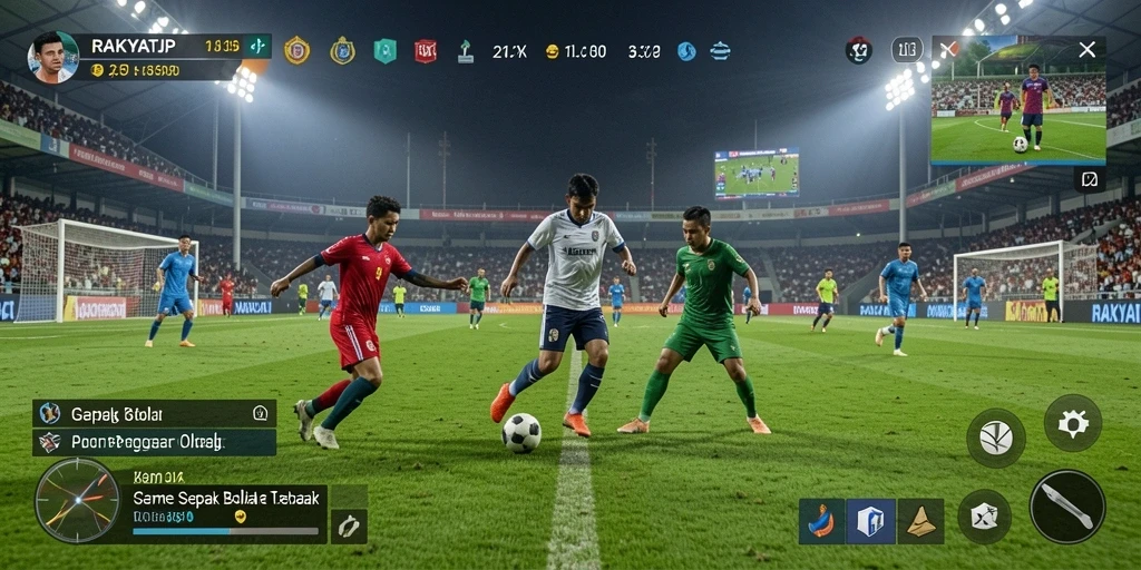 Tangkapan layar menunjukkan aksi seru dalam permainan sepak bola.