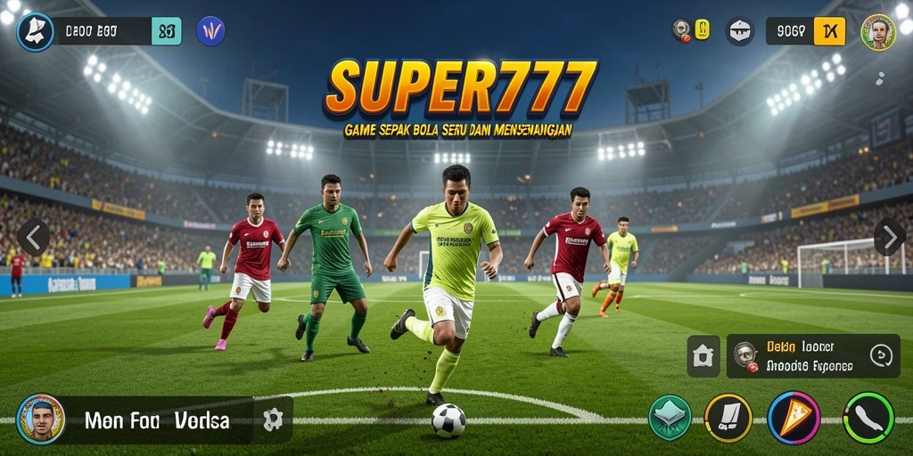 Tampilan gameplay SUPER777 yang penuh aksi di lapangan sepak bola.